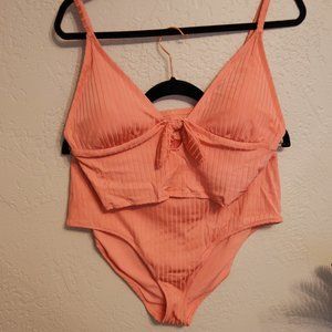 2 Piece Cropped Triangle Bikini & Mid Rise Ribbed Bottoms
